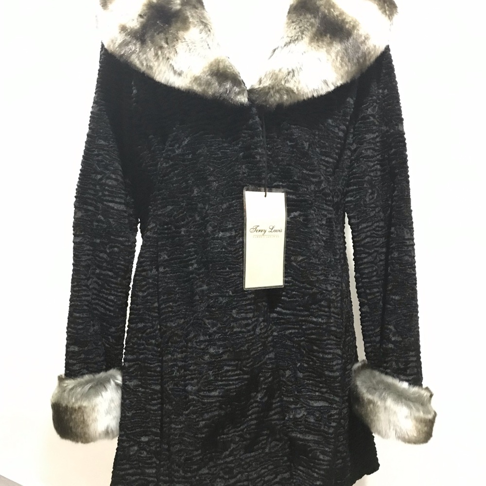 Terry Lewis faux 'Persian lamb' fur coat- NWT - Picture 2 of 7